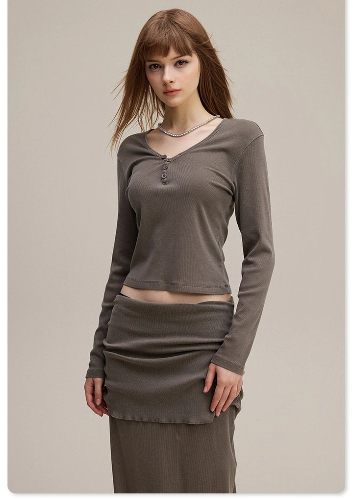 Lisse Button Top