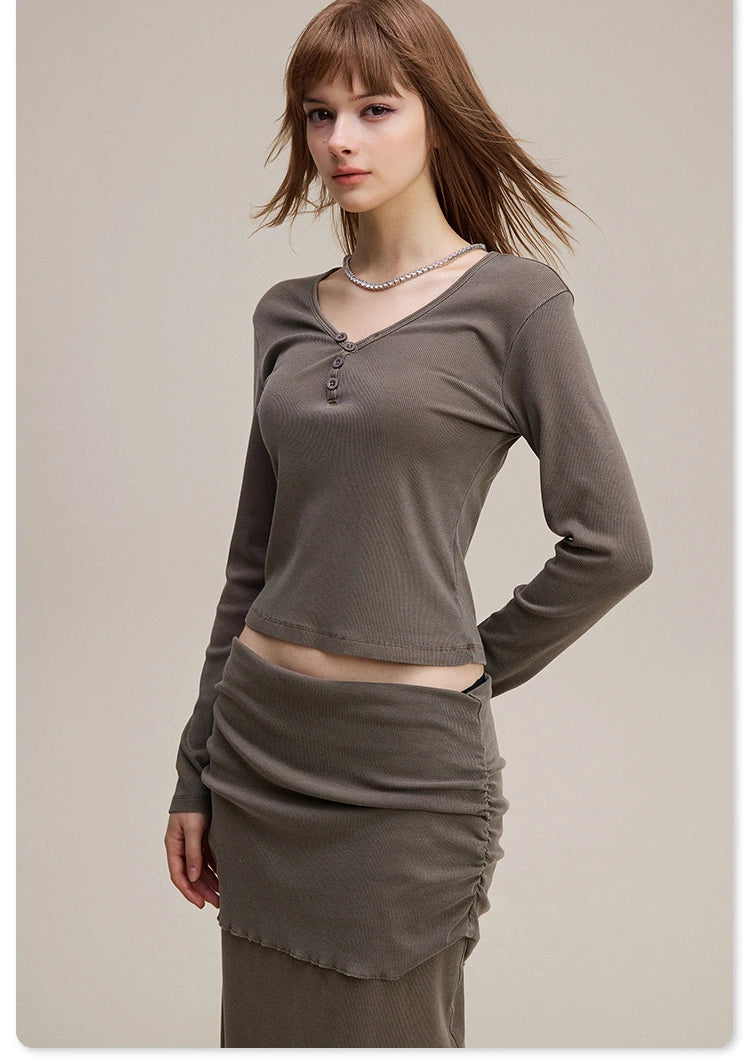 Lisse Button Top