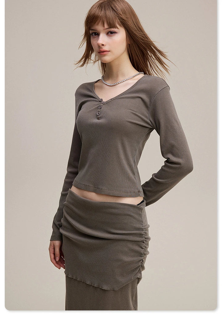 Lisse Button Top