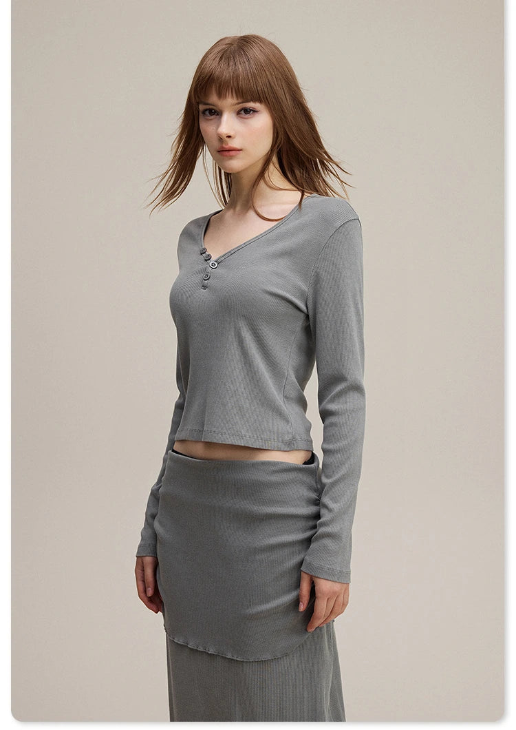 Lisse Button Top