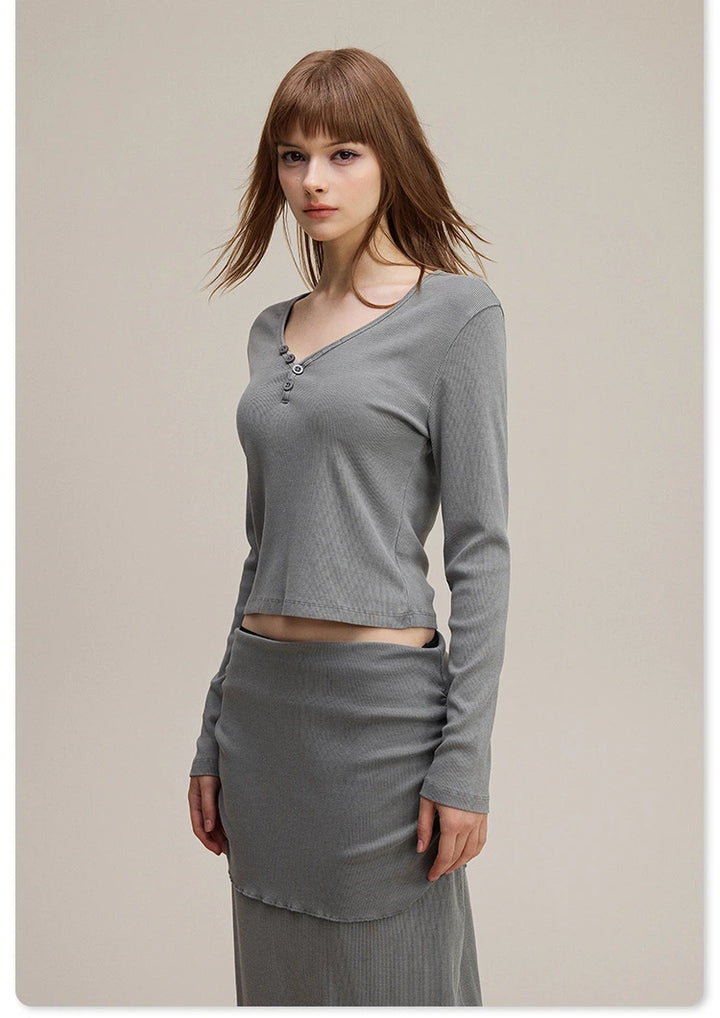 Lisse Button Top