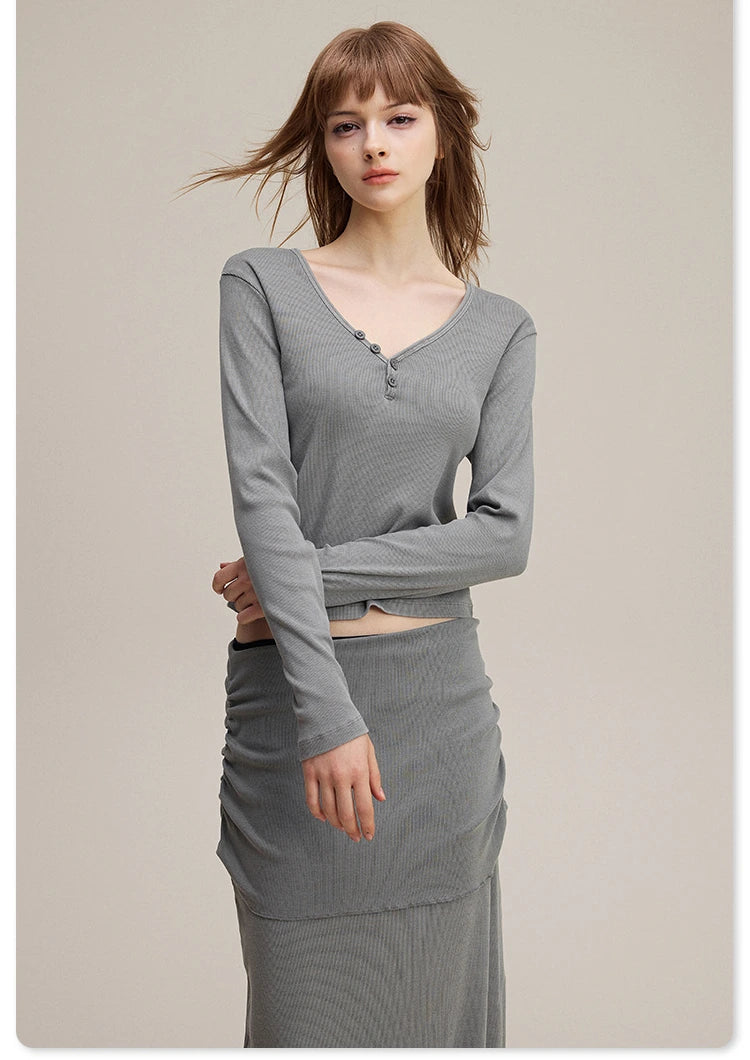 Lisse Button Top