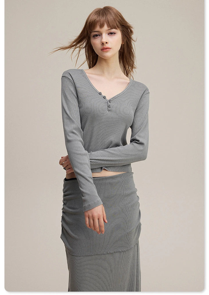 Lisse Button Top