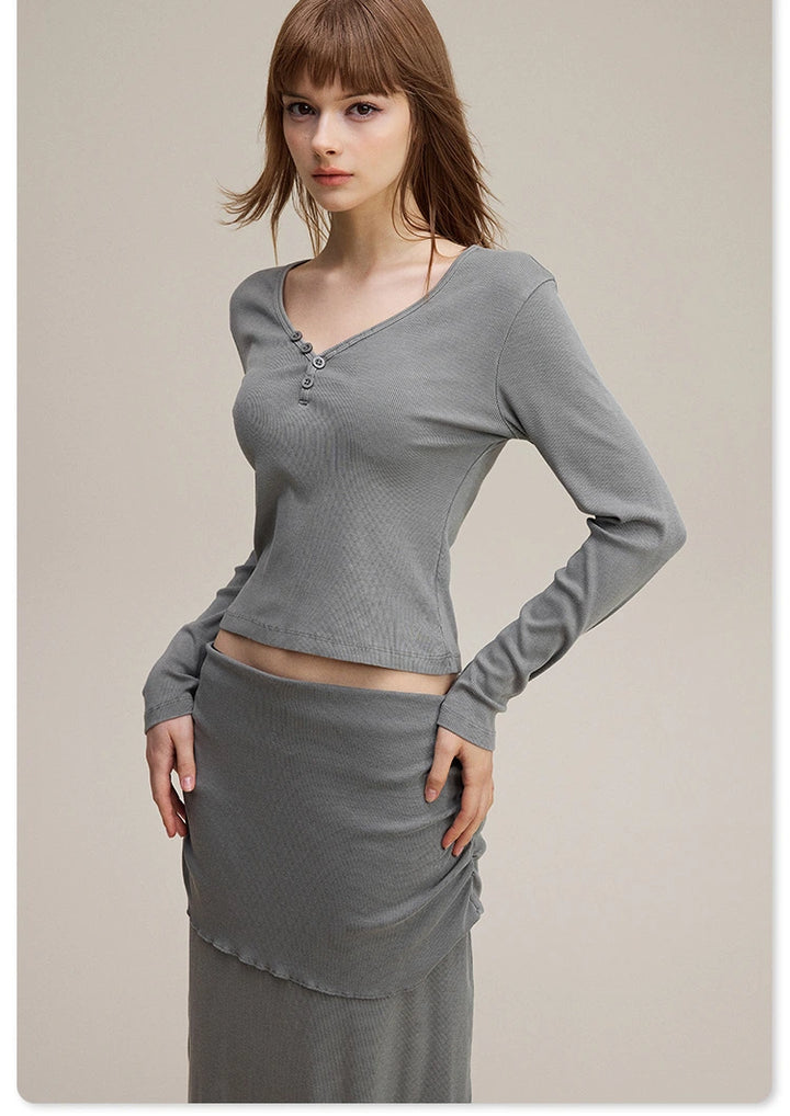Lisse Button Top