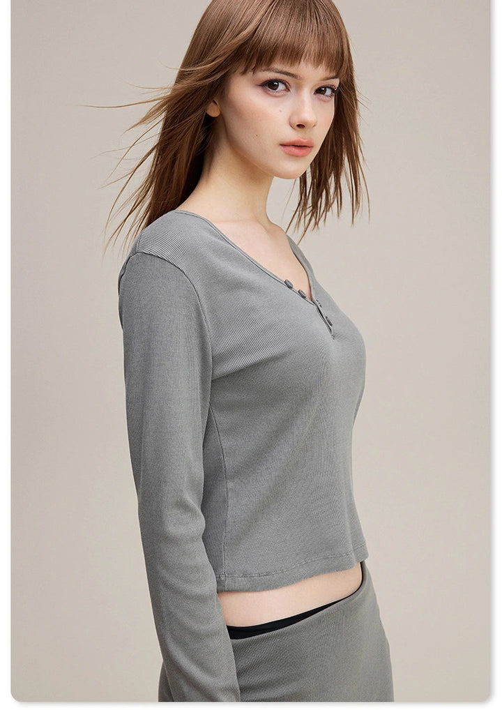 Lisse Button Top