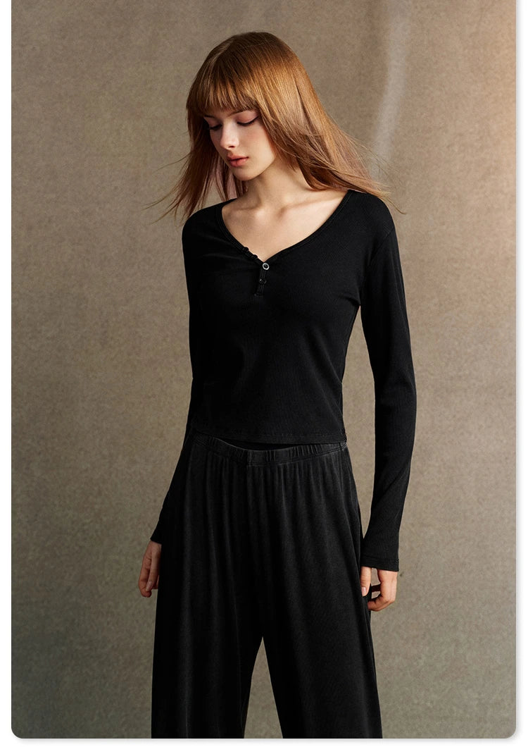 Lisse Button Top